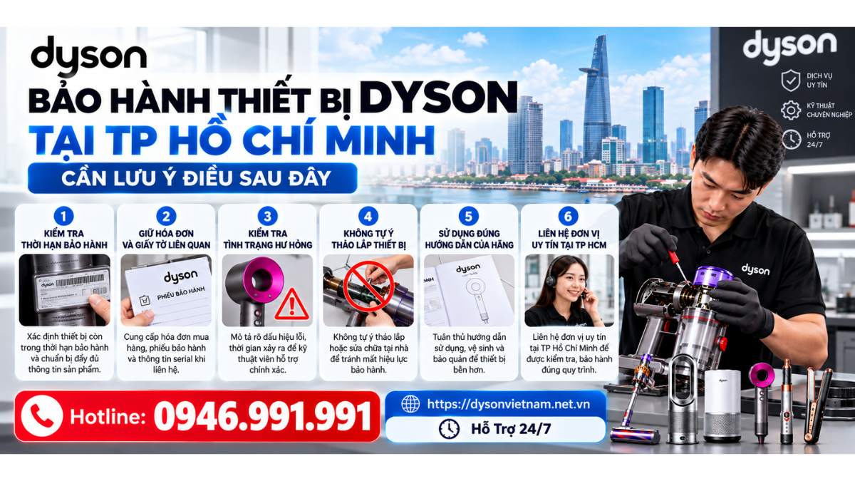 Bảo hành thiết bị Dyson tại TP Hồ Chí Minh cần lưu ý điều sau đây Hotline: 0946.991.991  https://dysonvietnam.net.vn