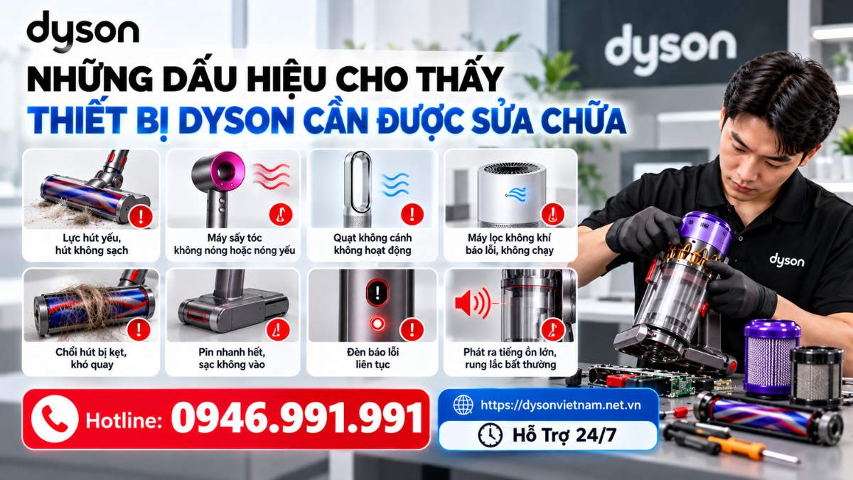 Những dấu hiệu cho thấy thiết bị Dyson cần được  sửa chữa Hotline: 0946.991.991  https://dysonvietnam.net.vn – Hỗ Trợ  24/7