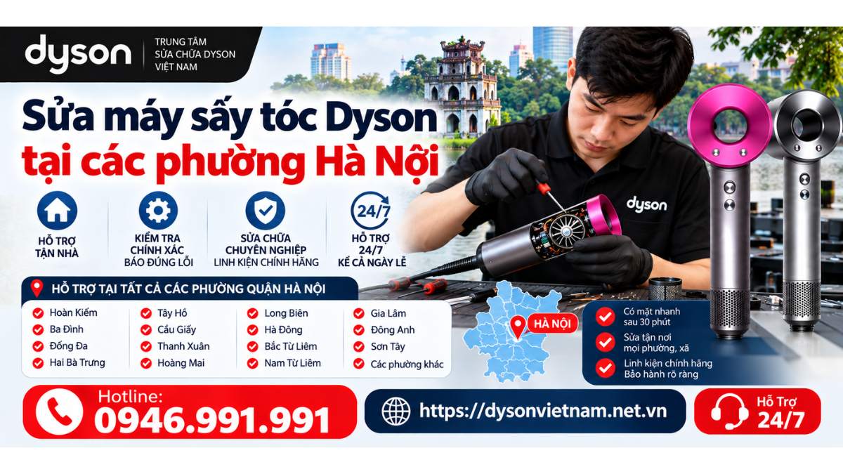 Sửa máy sấy tóc Dyson tại các phường Hà Nội Hotline: 0946.991.991  https://dysonvietnam.net.vn
